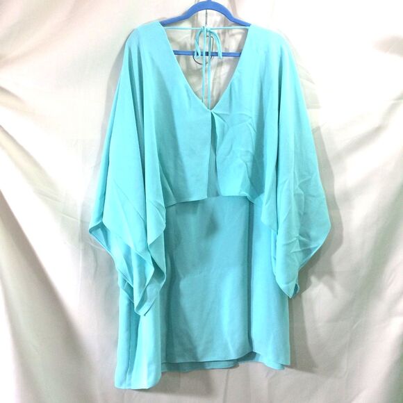 NEW Trina Turk Aqua Azzurra Cape Overlay Dress NWT Resort Wedding Cocktail XXL - Picture 5 of 8